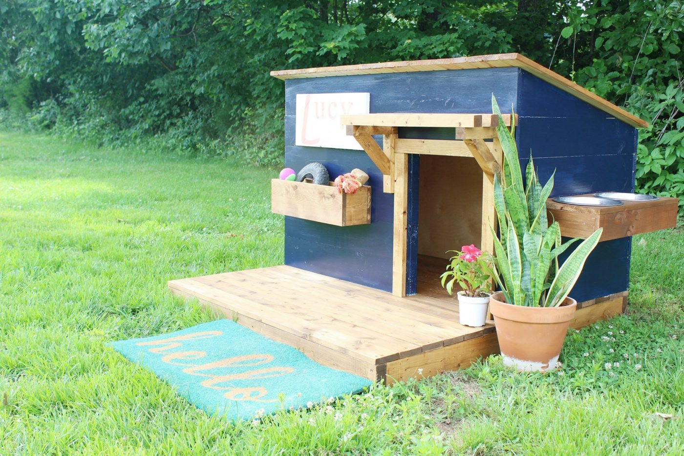 Best ideas about DIY Dog Houses
. Save or Pin DIY Doghouse with Deck Toy Box and Food Bowl Now.