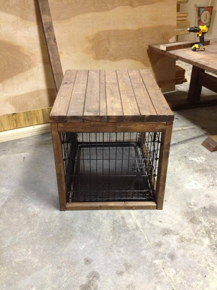Best ideas about DIY Dog Kennel Table
. Save or Pin Dog cage with a table built over it farmhouse Now.