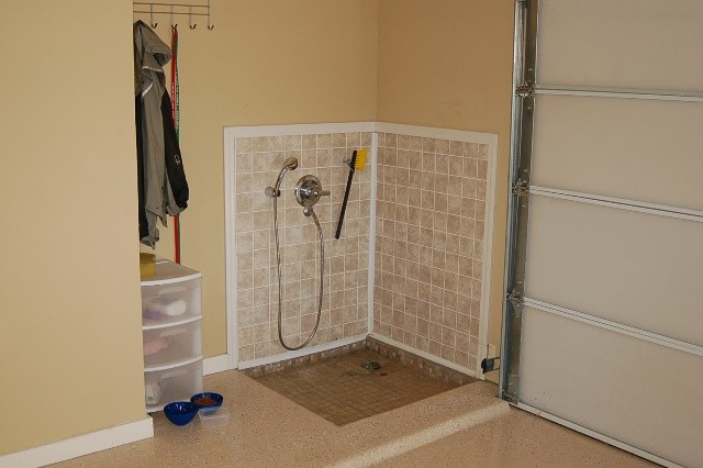 Best ideas about DIY Dog Shower
. Save or Pin Dog Bath Transitional Garden Shed and Building Now.