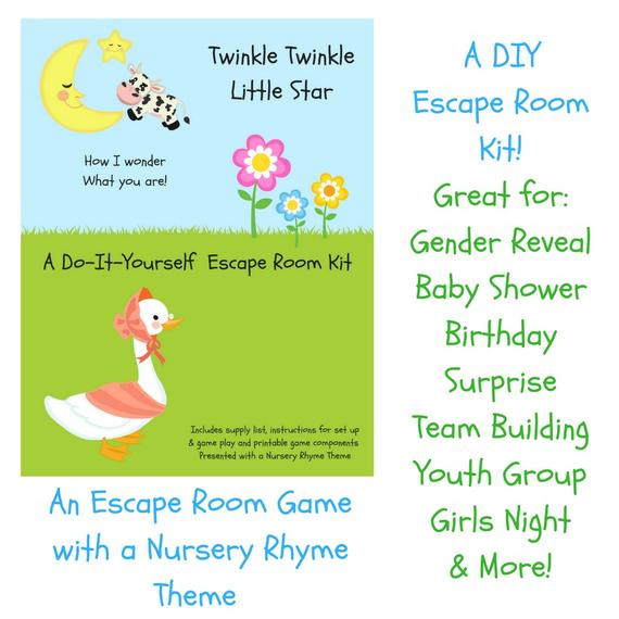 Best ideas about DIY Escape Room For Kids
. Save or Pin Twinkle Twinkle Nursery Rhyme DIY Escape Room Kit Gender Now.