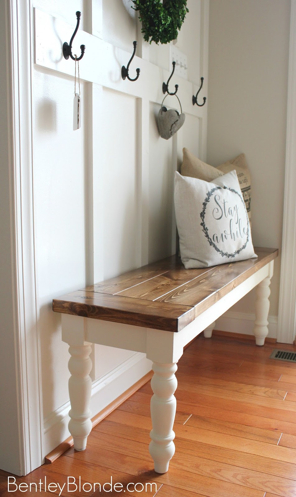 Best ideas about DIY Farmhouse Bench
. Save or Pin BentleyBlonde DIY Farmhouse Bench Tutorial Now.