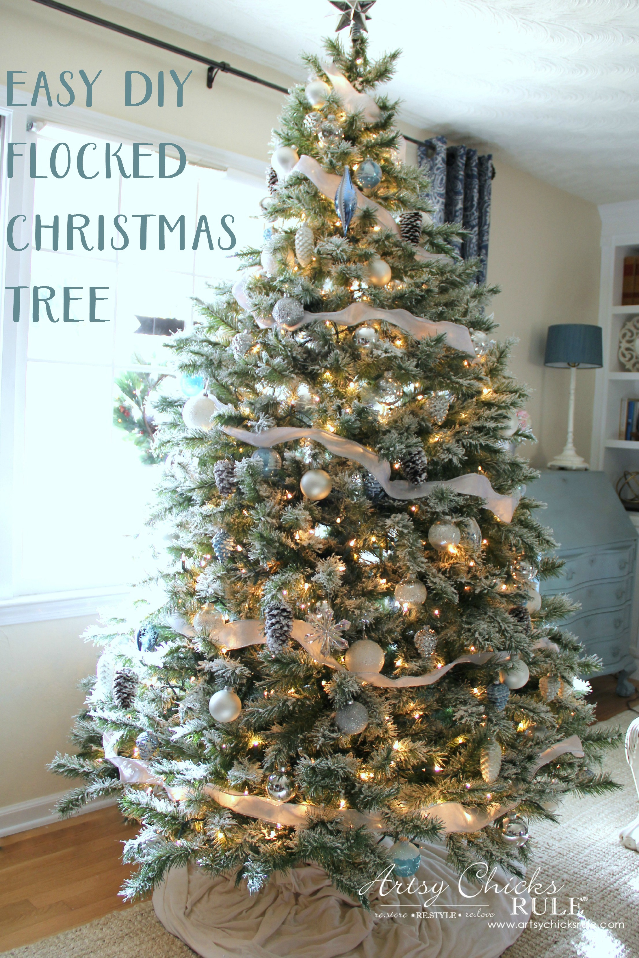 Best ideas about DIY Flocked Christmas Tree
. Save or Pin DIY Flocked Tree Wreaths and More Thrifty Holiday Decor Now.