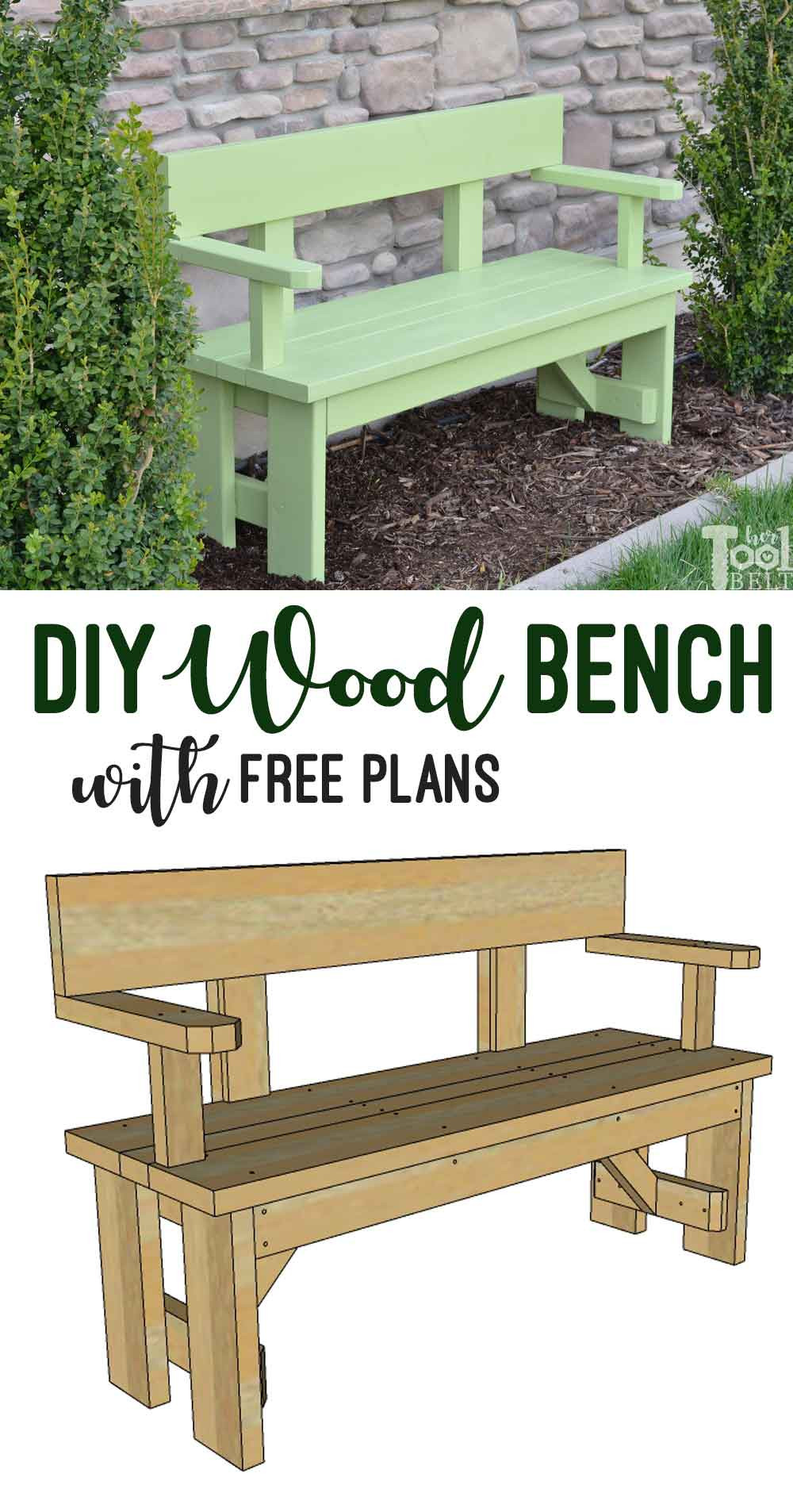 Best ideas about DIY Garden Bench Plans
. Save or Pin DIY Wood Bench with Back Plans Her Tool Belt Now.