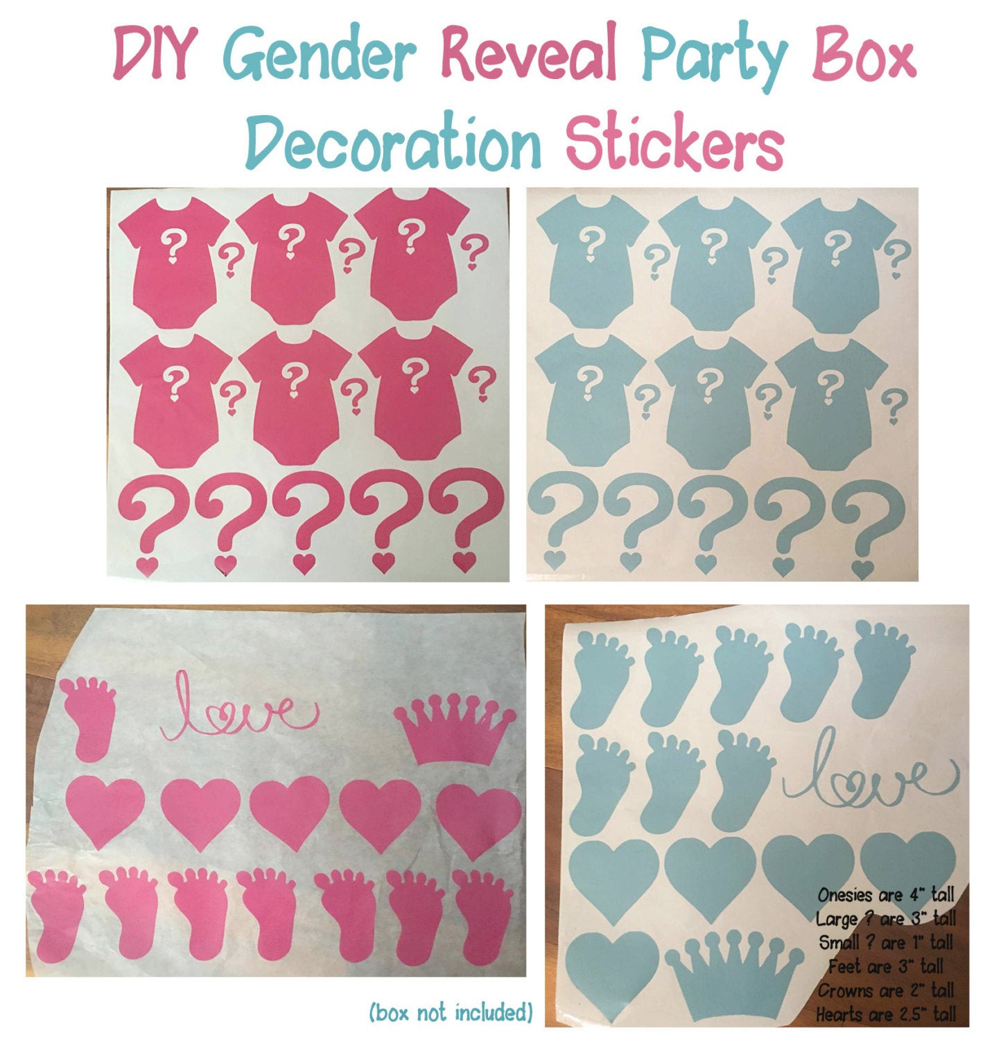 Best ideas about DIY Gender Reveal Box
. Save or Pin DIY Gender Reveal Box Decoration Kit Vinyl Stickers Includes Now.