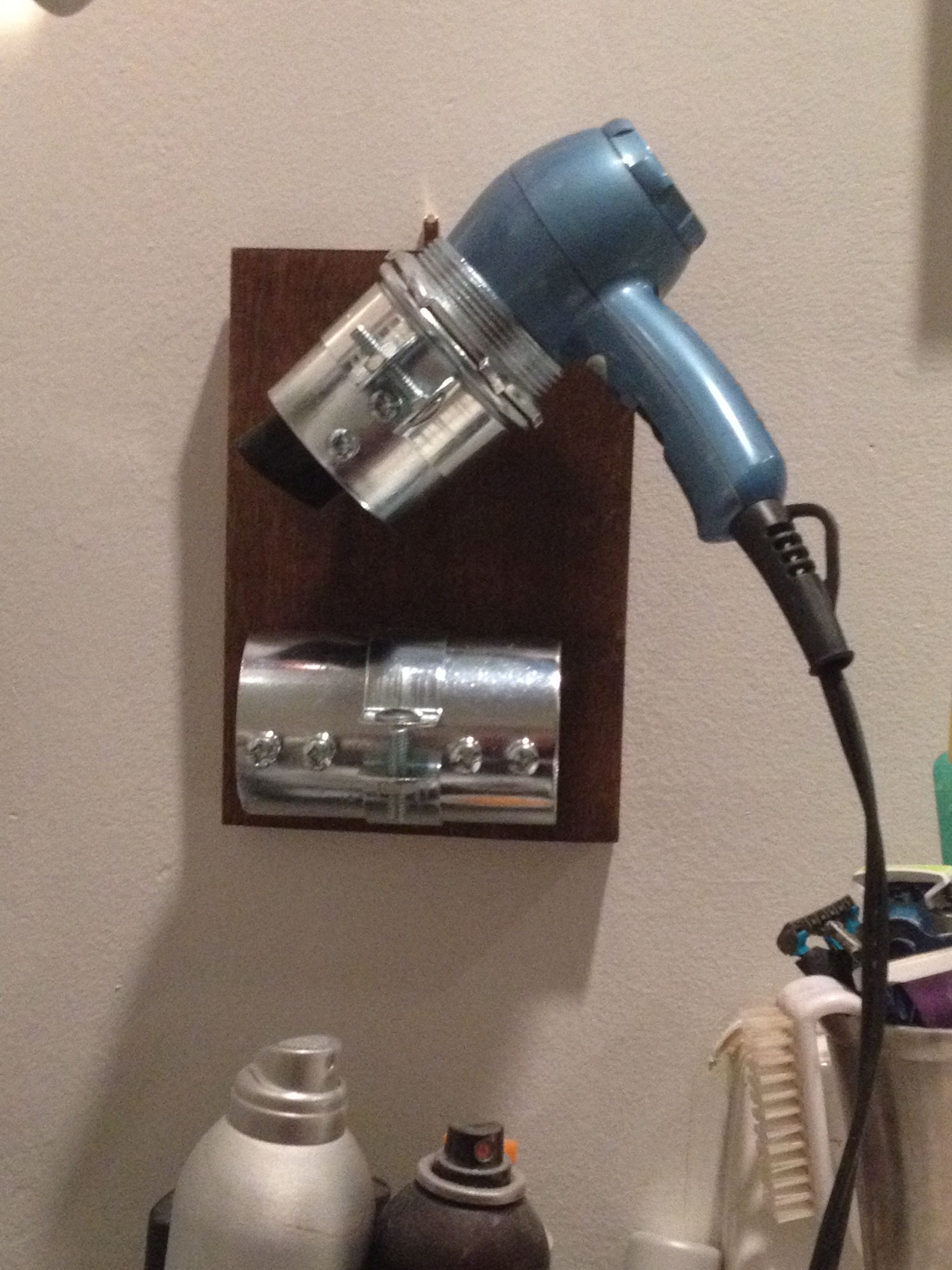 Best ideas about DIY Hair Dryer Holder
. Save or Pin Dryer and flat iron holder Now.