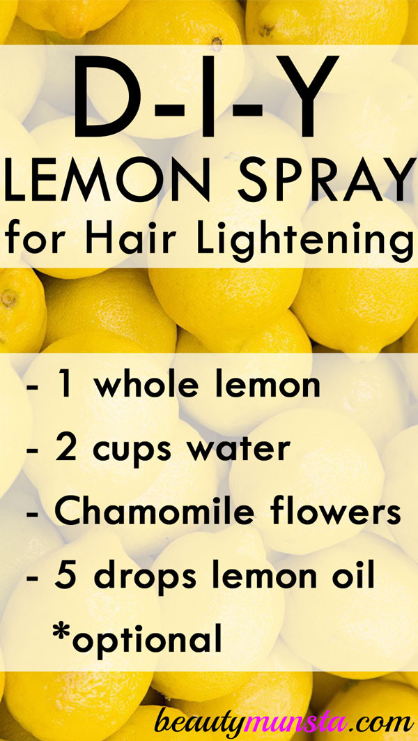 Best ideas about DIY Hair Lightening Spray
. Save or Pin DIY Lemon Hair Lightening Spray beautymunsta Now.