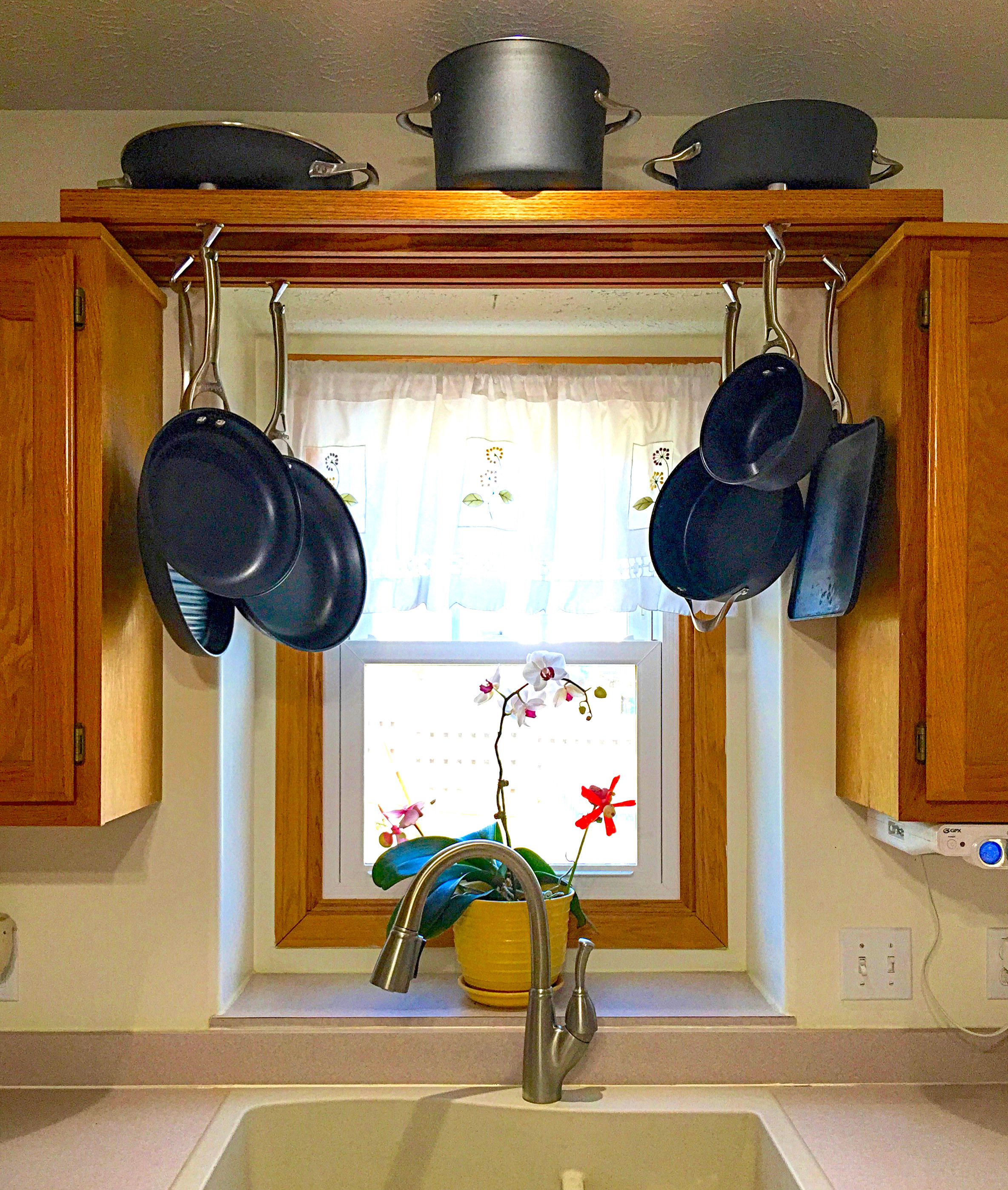 Best ideas about DIY Hanging Pot Rack
. Save or Pin Make use of space over the kitchen sink with this DIY pot Now.