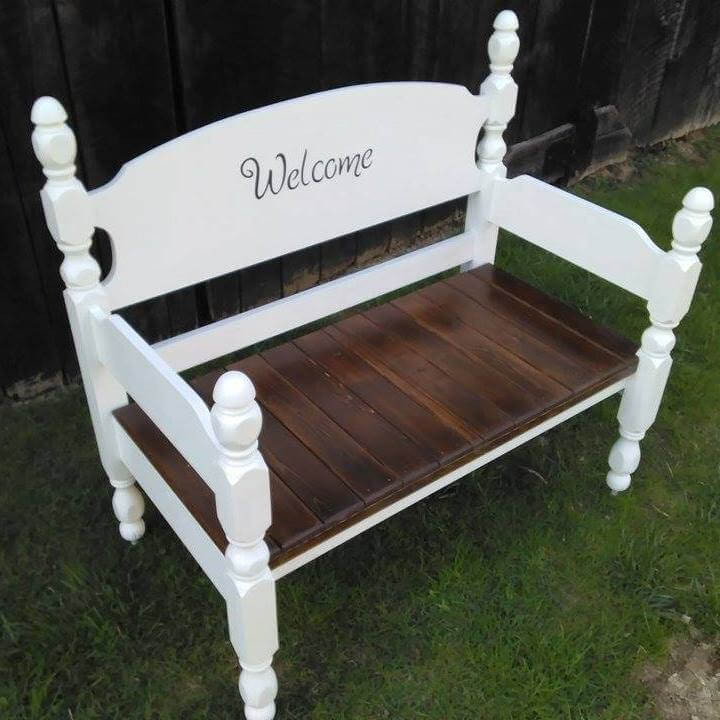 Best ideas about DIY Headboard Bench
. Save or Pin Old Headboard and Pallet Bench Now.