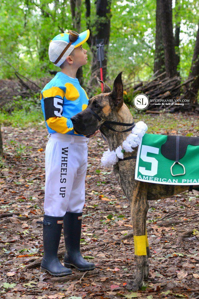 Best ideas about DIY Horse Costumes
. Save or Pin Homemade Jockey Race Horse Kid and Dog Costume Now.