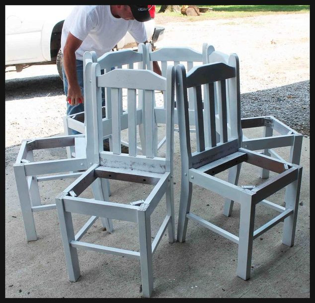 Best ideas about DIY Kitchen Chairs
. Save or Pin Tree Bench Made From Kitchen Chairs Now.