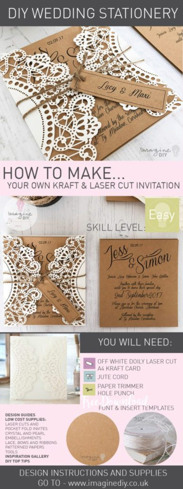 Best ideas about DIY Laser Cut Wedding Invitations
. Save or Pin How to Make Rustic Kraft and Laser Cut Invitation with Now.