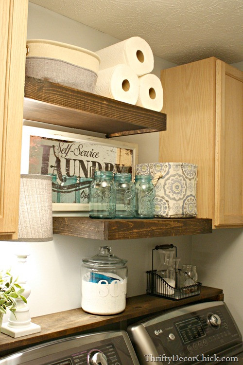 Best ideas about DIY Laundry Room Shelves
. Save or Pin DIY Wood Shelving Laundry Storage from Thrifty Decor Chick Now.