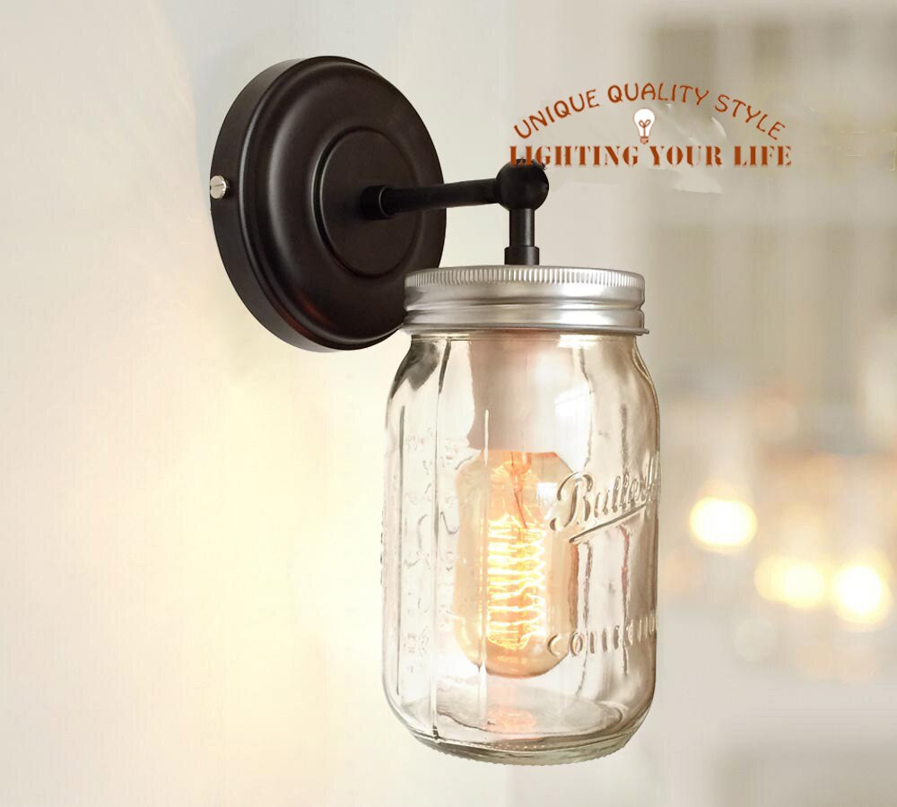 Best ideas about DIY Mason Jar Wall Sconce
. Save or Pin 2014 modern DIY mason jar wall sconce lamp hand blown Now.