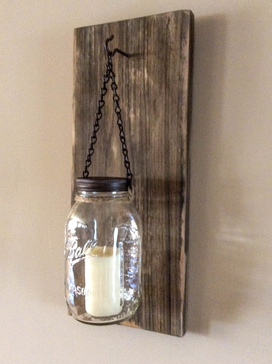 Best ideas about DIY Mason Jar Wall Sconce
. Save or Pin Rustic Mason Jar Wood Wall Sconce by BCIndustrialTreasure Now.