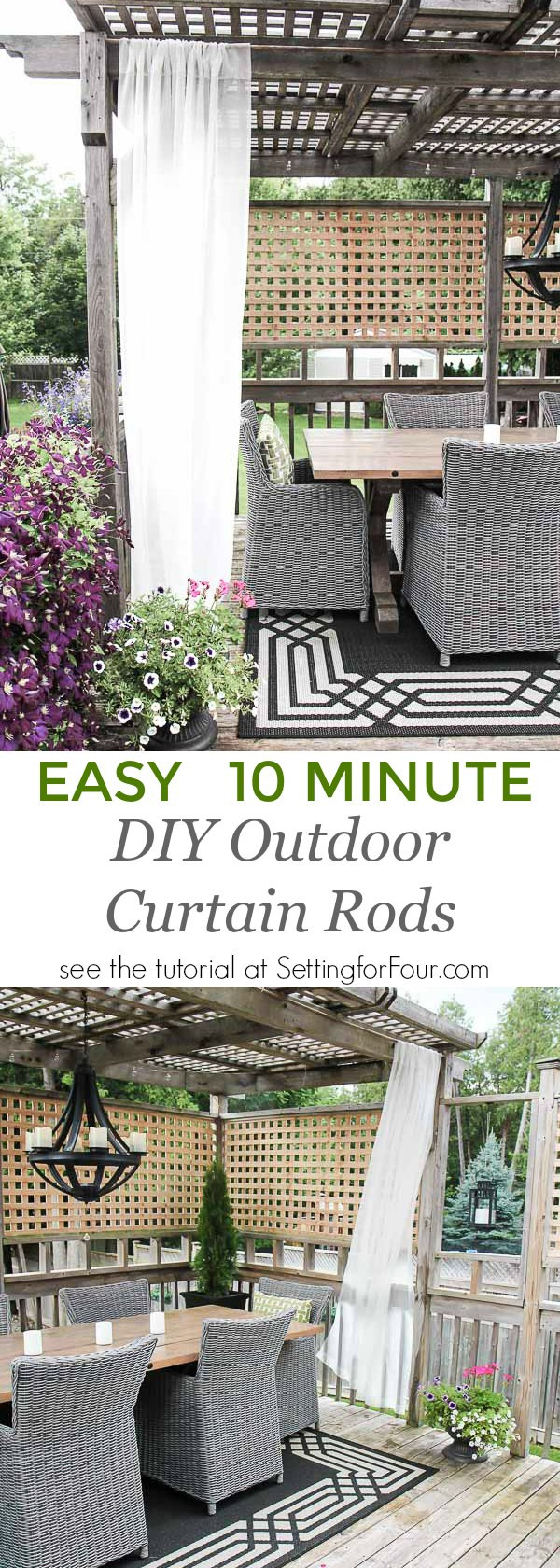 Best ideas about DIY Outdoor Curtain Rods
. Save or Pin Easy DIY Outdoor Curtain Rods In 10 Minutes Setting for Four Now.