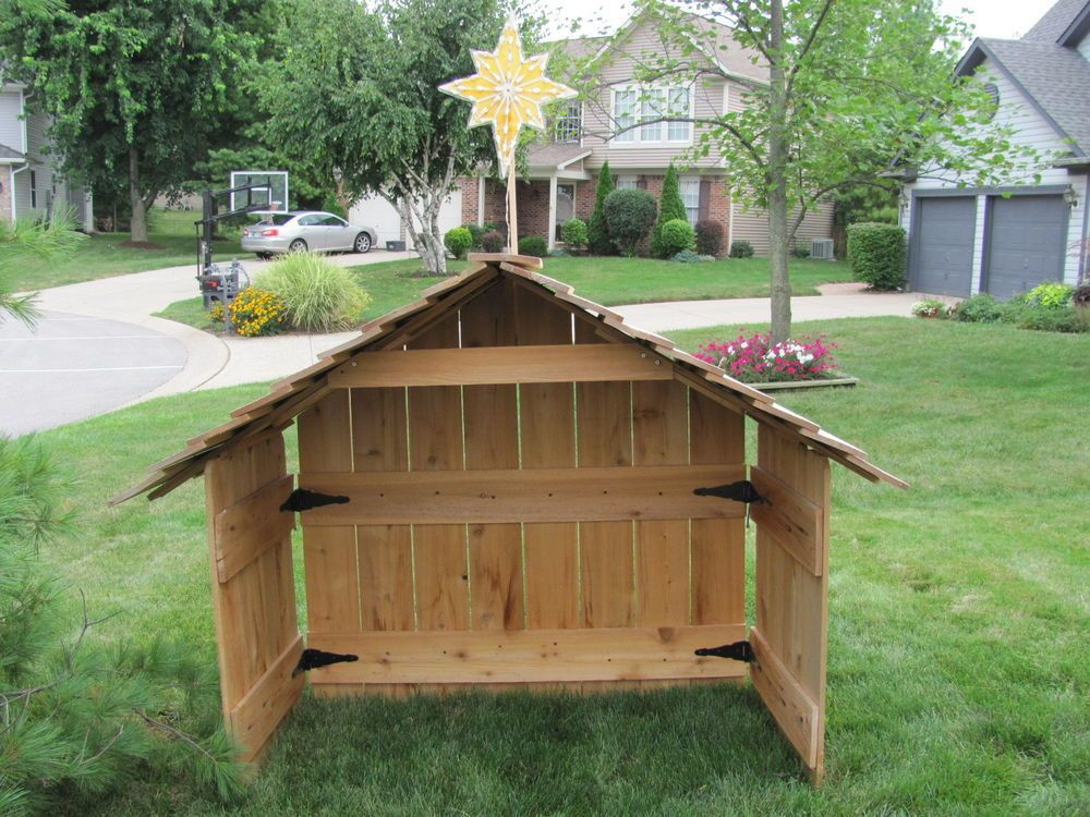 Best ideas about DIY Outdoor Nativity Scene
. Save or Pin Cedar Nativity Stable Creche Wood Xmas Blowmold Star Now.