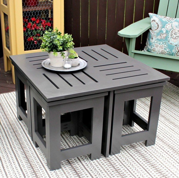 Best ideas about DIY Outdoor Side Table
. Save or Pin DIY Outdoor Coffee Table with 4 Hidden Side Tables Now.