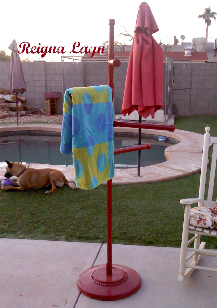 Best ideas about DIY Outdoor Towel Rack
. Save or Pin Reigna Layn Frontgate Pool Towel Stand Knockoff Now.