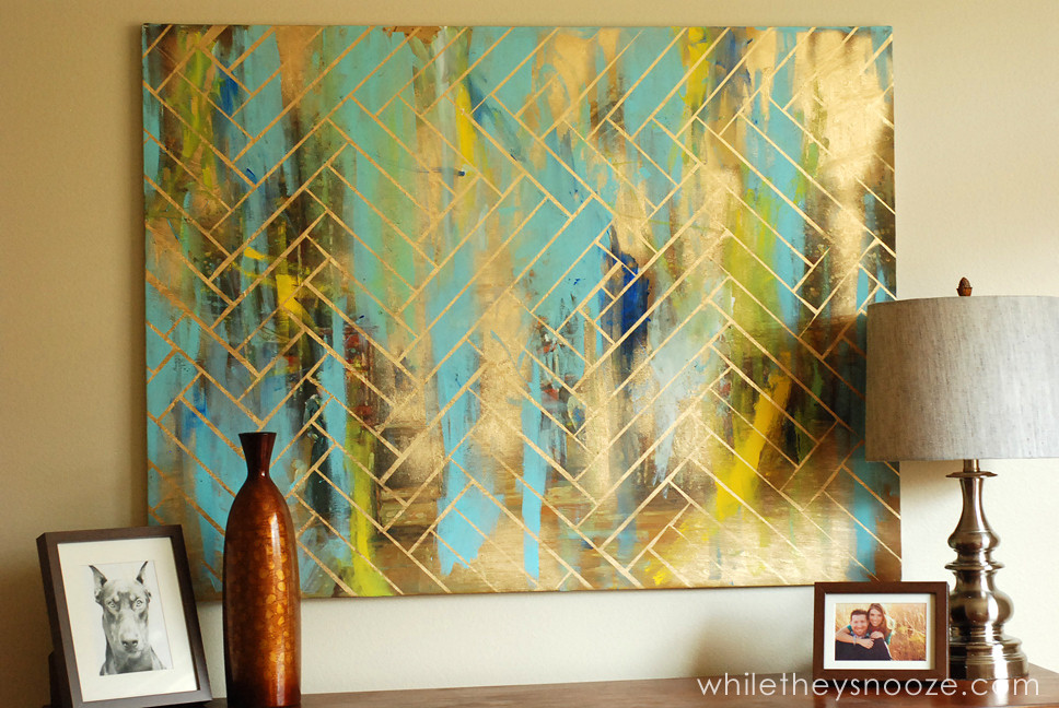 Best ideas about DIY Painting Art
. Save or Pin While They Snooze DIY Herringbone Metallic Artwork Easy Now.