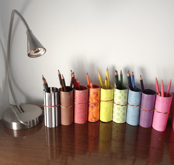 Best ideas about DIY Pencil Holder For Desk
. Save or Pin DIY Pencil Crayon Holder from recycled toilet paper rolls Now.