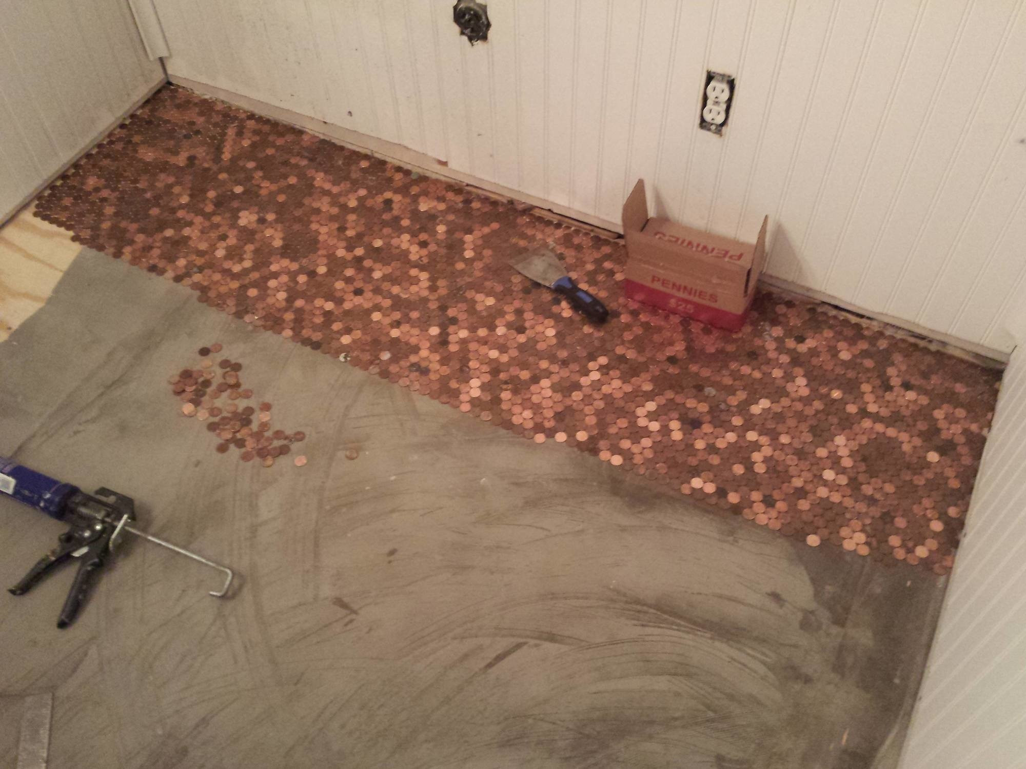 Best ideas about DIY Penny Floor
. Save or Pin He Made An Awesome Penny Floor Out Old Pennies You can Now.