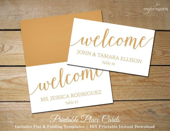 Best ideas about DIY Place Cards Wedding
. Save or Pin Bella Script Wedding Place Cards Gold Printable by Now.