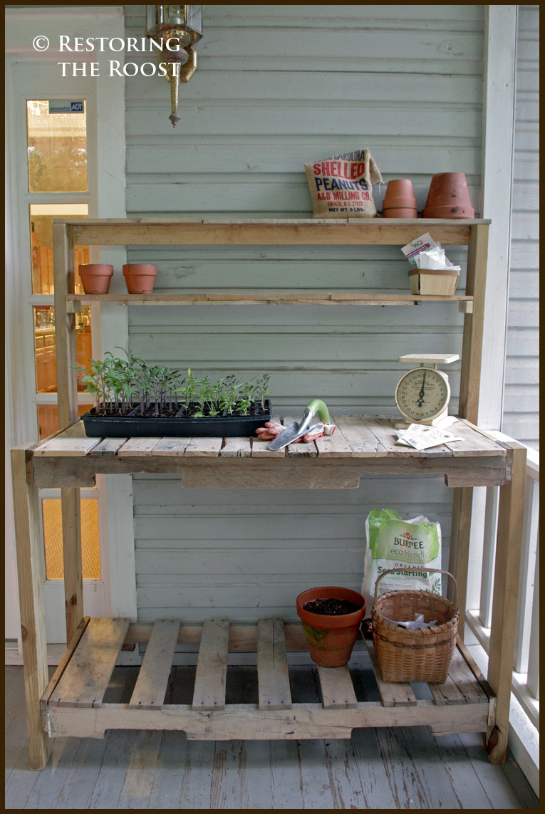 Best ideas about DIY Potting Benches
. Save or Pin Restoring the Roost DIY Wood Pallet Potting Bench Now.