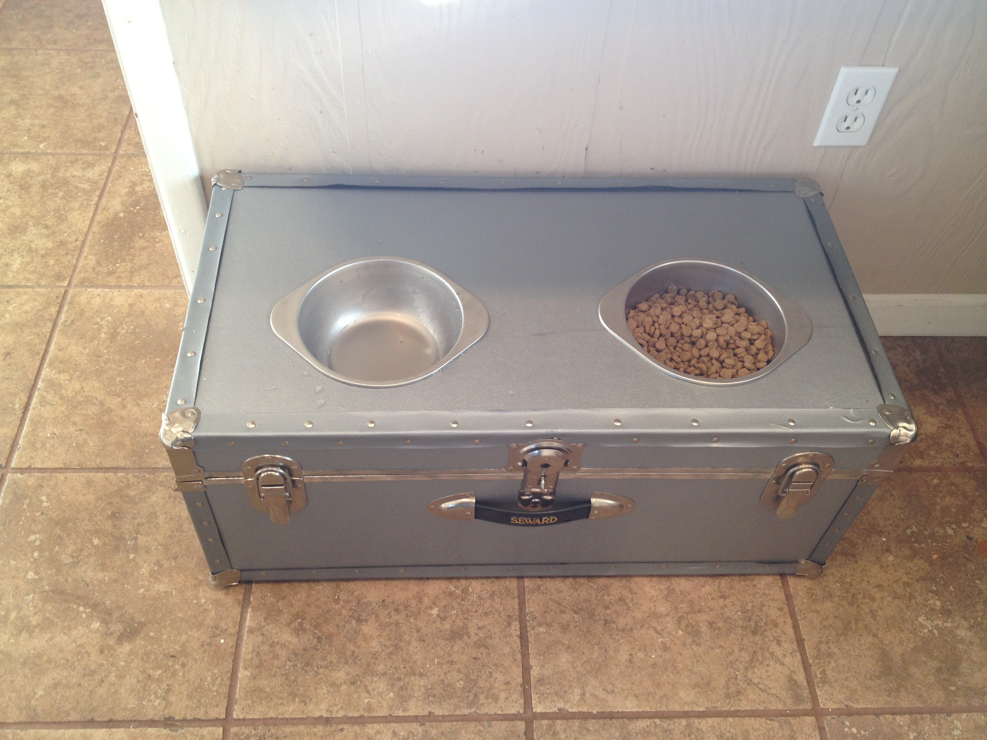 Best ideas about DIY Raised Dog Feeder
. Save or Pin DIY Elevated Dog Feeder from Vintage Trunk BexBernard Now.