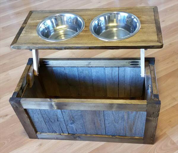 Best ideas about DIY Raised Dog Feeder
. Save or Pin DIY Pallet Raised Dog Feeder with Storage Now.