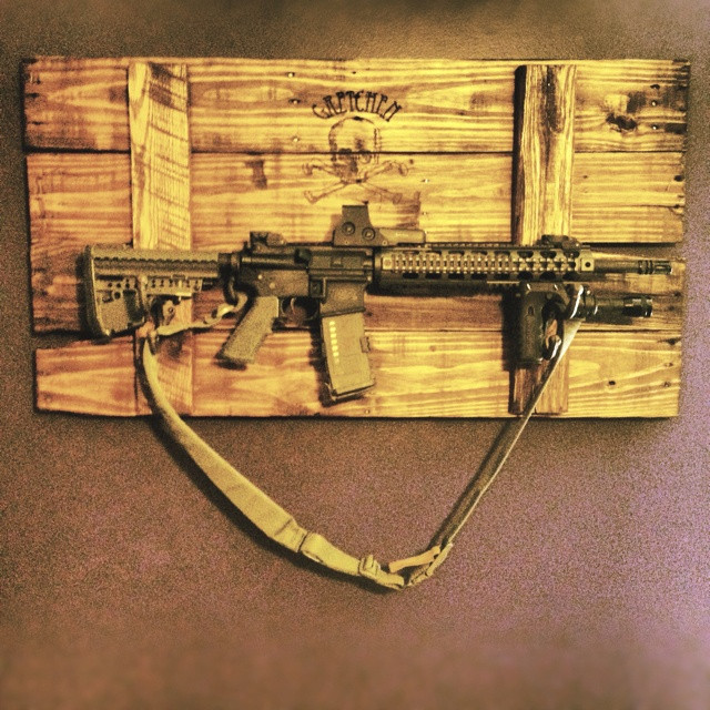 Best ideas about DIY Rifle Rack
. Save or Pin Homemade pallet gun rack Gun board Now.