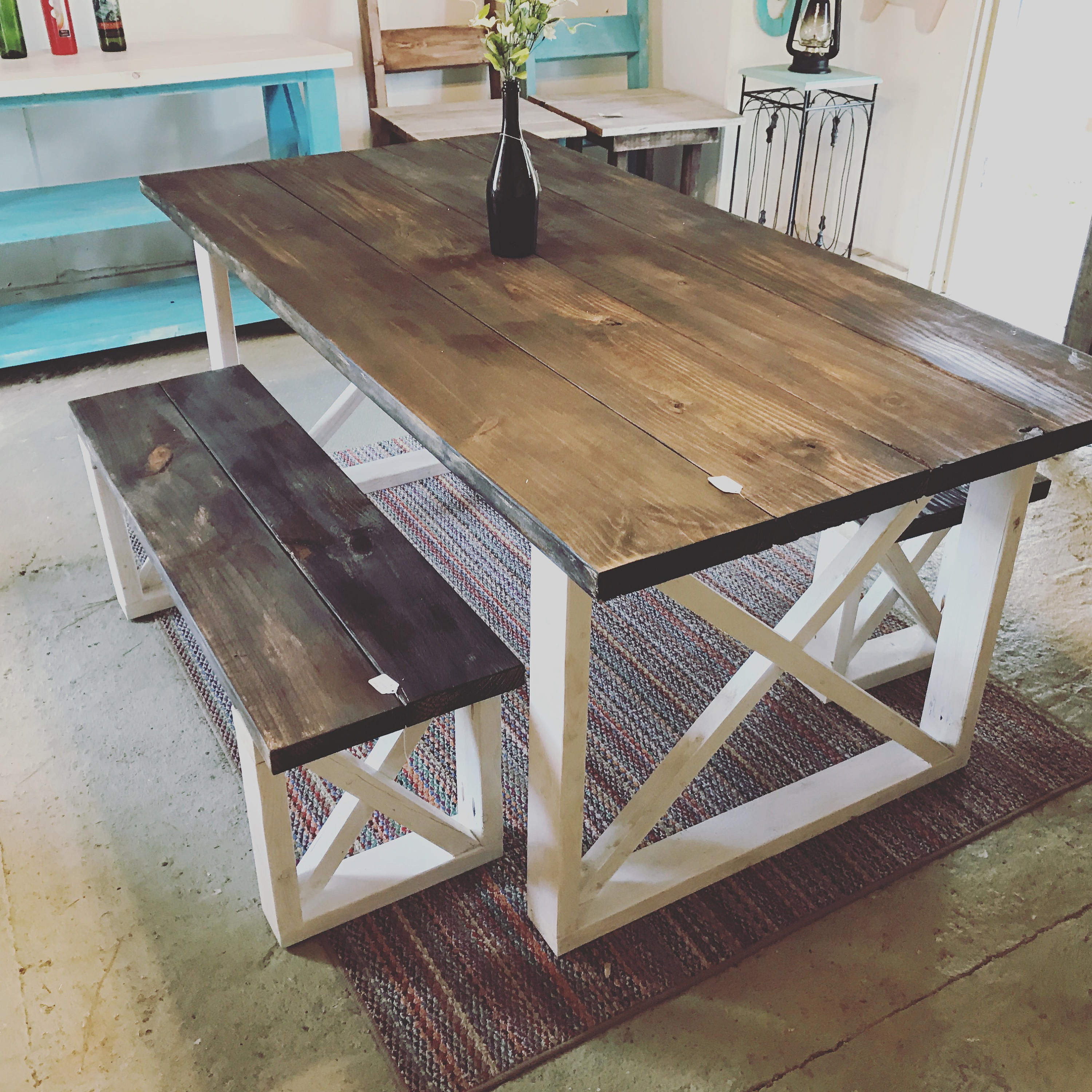 Best ideas about DIY Rustic Kitchen Table
. Save or Pin Rustic Farmhouse Table With Benches with Dark Walnut Top Now.