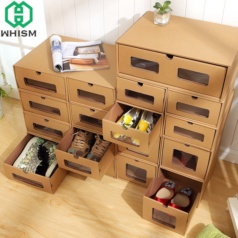 Best ideas about DIY Shoe Box Organizer
. Save or Pin WHISM DIY Kraft Paper Shoe Storage Box Sports Shoes Holder Now.