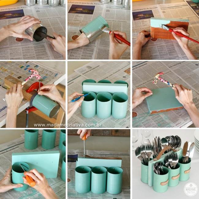 Best ideas about DIY Silverware Organizer
. Save or Pin DIY Cutlery Holder from Tin Cans and Wood Now.