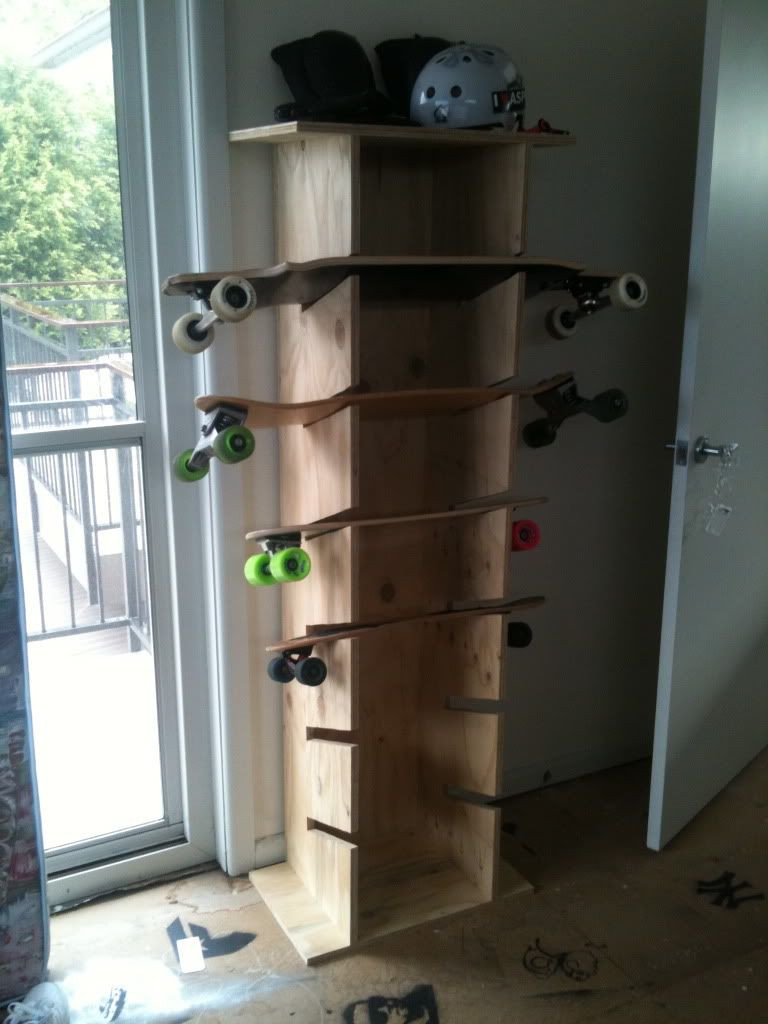 Best ideas about DIY Skateboard Rack
. Save or Pin DIY Longboarding Rack Skateboard Rack Helmets Wheels Now.