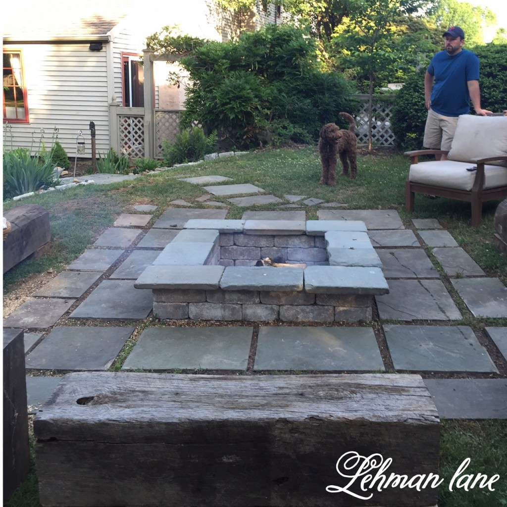 Best ideas about Diy Stone Patio
. Save or Pin Stone Patio DIY Fire Pit & Wood Beam Benches Lehman Lane Now.