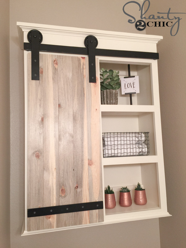 Best ideas about DIY Storage Cabinet
. Save or Pin DIY Sliding Barn Door Bathroom Cabinet Shanty 2 Chic Now.