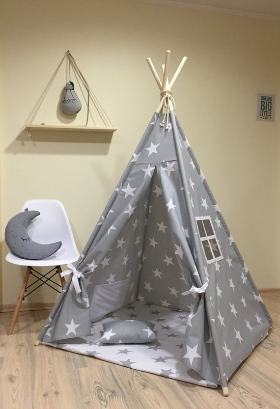 Best ideas about DIY Toddler Teepee
. Save or Pin Tipi Play Tent Teepee Cozy Grey Stars Kids Teepee Play Tent Now.