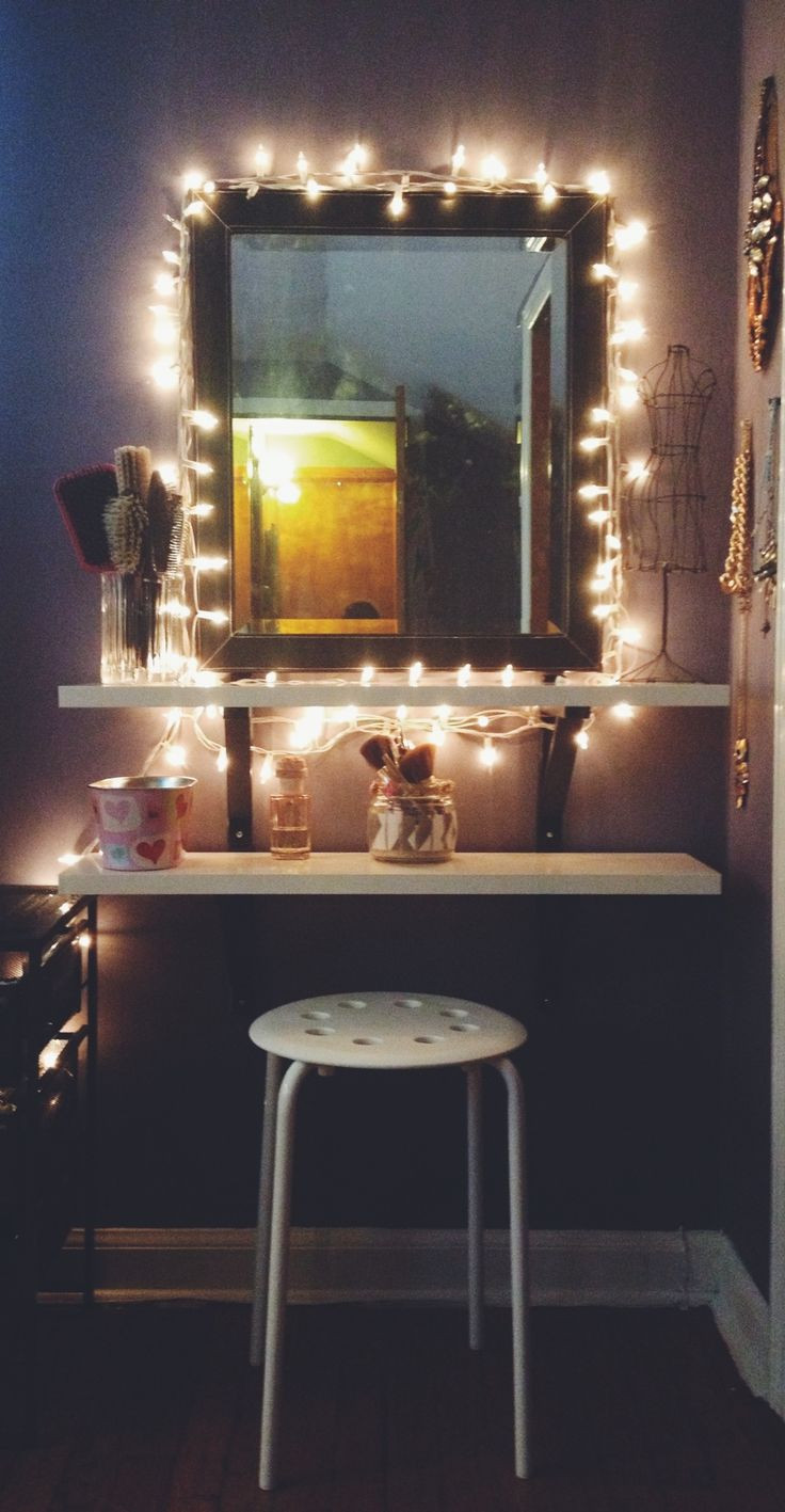 Best ideas about DIY Vanity Light
. Save or Pin DIY Ikea hack vanity put shelves on wall beside mirror Now.