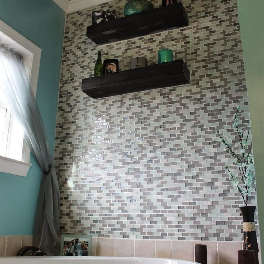 Best ideas about DIY Wall Tile
. Save or Pin DIY Glass Tile Accent Wall in Master Bathroom Now.