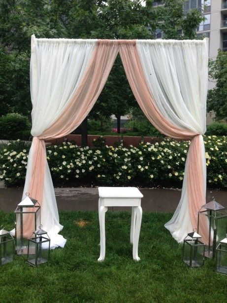 Best ideas about DIY Wedding Arch Frame
. Save or Pin Draping outdoors frame ffrom pvc pipes and sheer curtains Now.