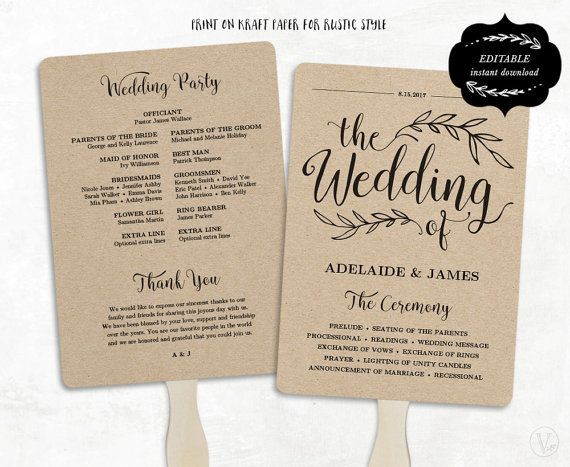 Best ideas about DIY Wedding Fans
. Save or Pin Printable Wedding Program Template Rustic Wedding Fan Now.