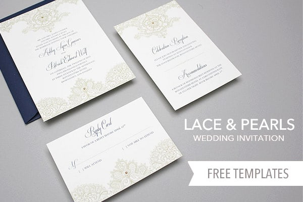 Best ideas about DIY Wedding Invitations Templates
. Save or Pin Free Template Lace & Pearls Wedding Invitation Set Yes Now.