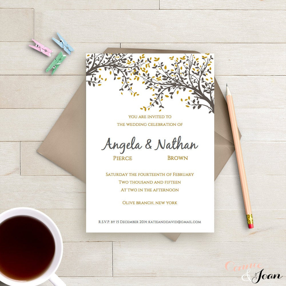 Best ideas about DIY Wedding Invitations Templates
. Save or Pin DIY Printable Wedding Invitation Template Black Gold Leaves Now.