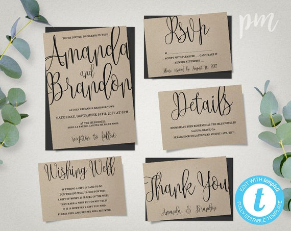 Best ideas about DIY Wedding Invite Templates
. Save or Pin Wedding Invitation Template Suite Calligraphy Script Now.