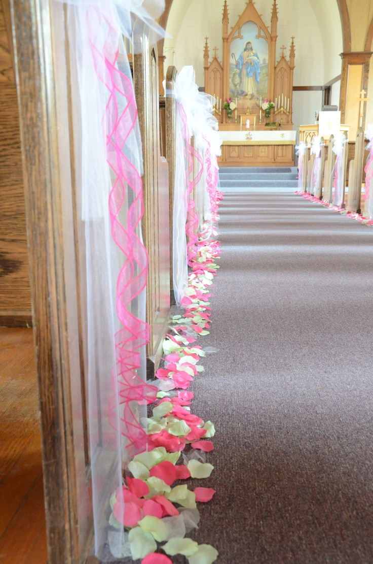 Best ideas about DIY Wedding Pew Decorations
. Save or Pin pew bows and petals along the aisle Now.