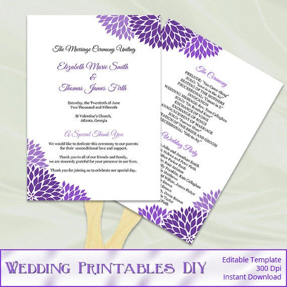 Best ideas about DIY Wedding Program Fan Template
. Save or Pin Wedding Program Fan Template Diy Purple by Now.