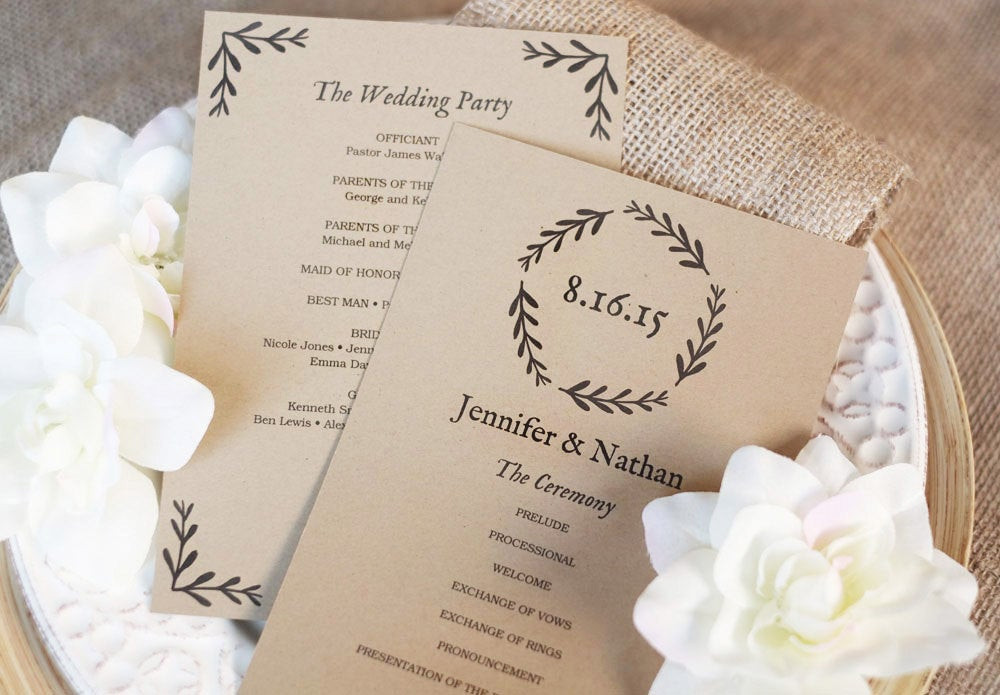 Best ideas about DIY Wedding Program
. Save or Pin Printable Wedding Program Template DIY Kraft Wedding Now.