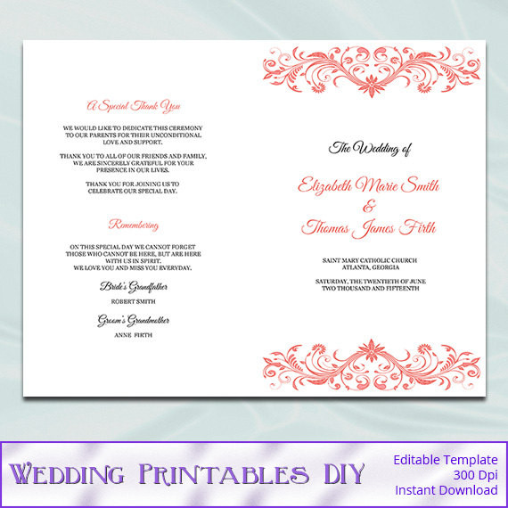 Best ideas about DIY Wedding Program Template
. Save or Pin Catholic Wedding Program Template Diy Printable Coral Order Now.