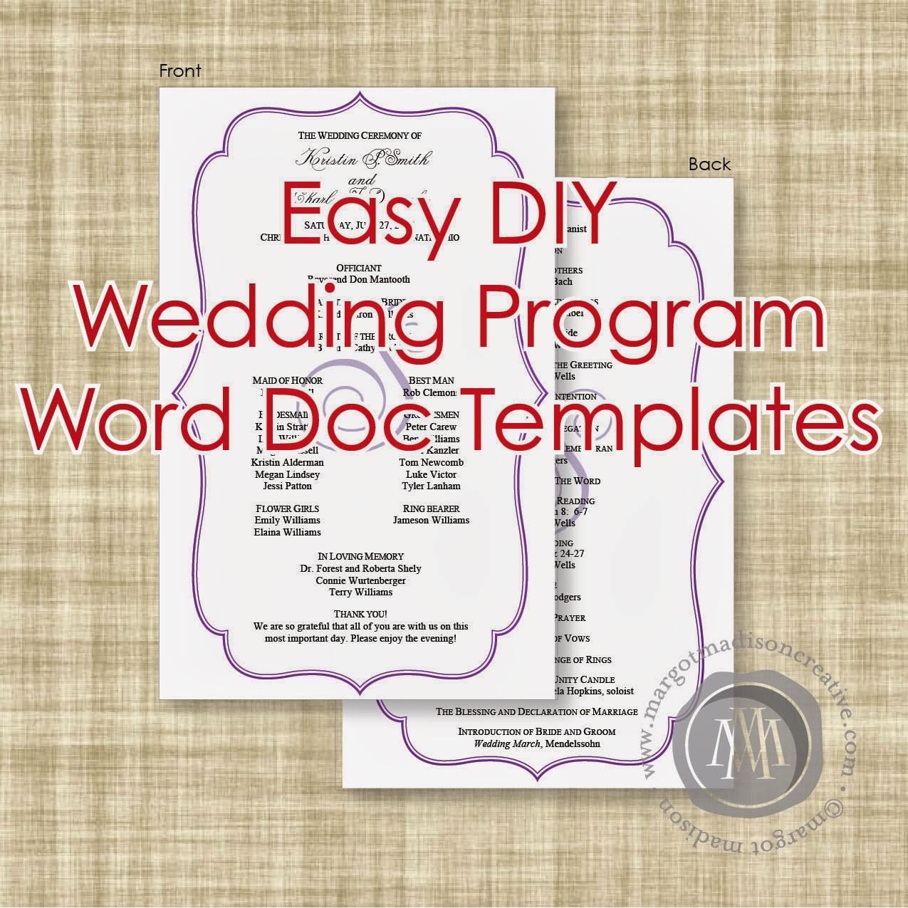Best ideas about DIY Wedding Program Template
. Save or Pin MargotMadison DIY Wedding Program Word Doc Templates now Now.