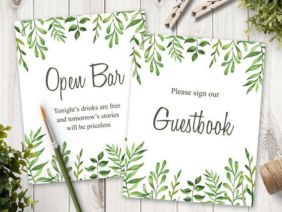 Best ideas about DIY Wedding Signs Templates
. Save or Pin Watercolor Wedding Sign Template "Lovely Leaves" Green Now.